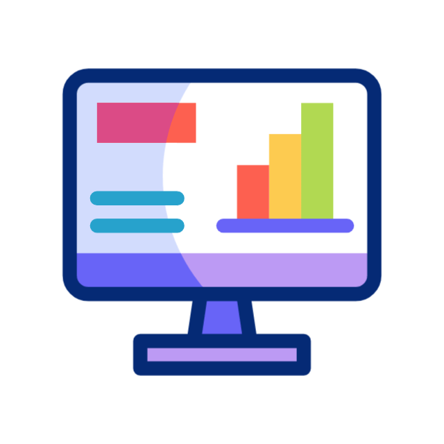 Data analytics interface on desktop monitor