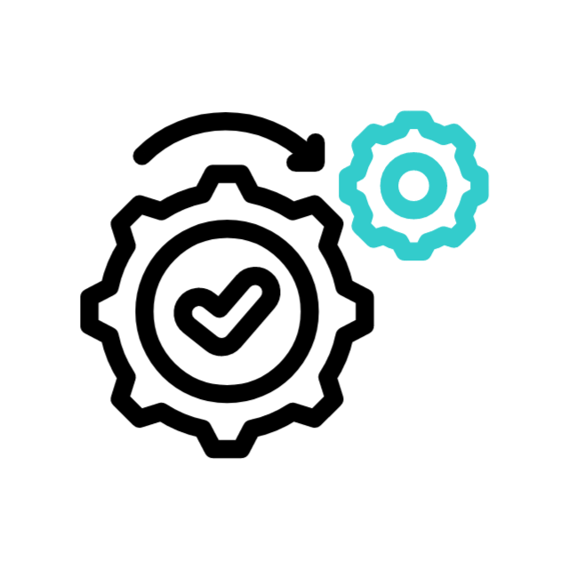 a moving gear with a check mark representing value-added services by webigen
